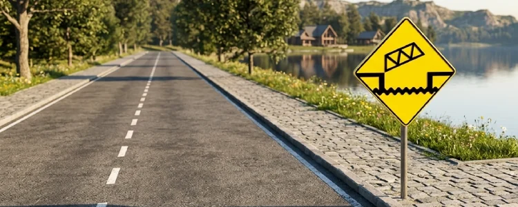 Road sign shown for this question