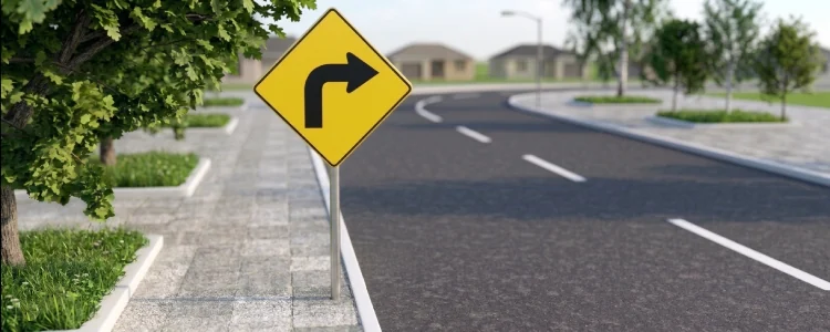 Road sign shown for this question