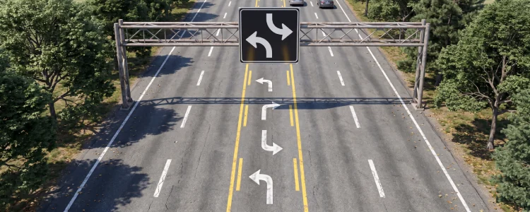 Road sign shown for this question