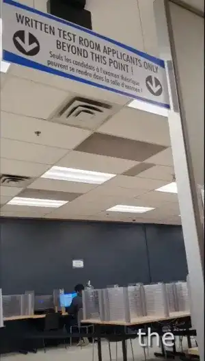 The exam room for the Ontario G1 test 2025